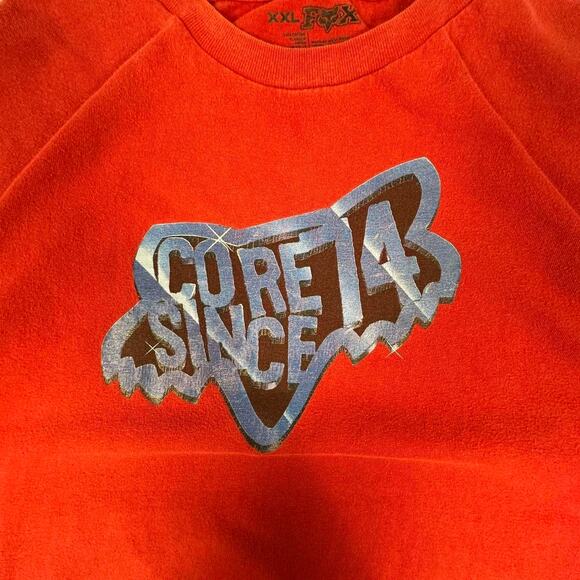 Y2K Fox Racing Red “Core Since 74” Blue Logo Graphic T-Shirt Size XXL - Picture 4 of 7